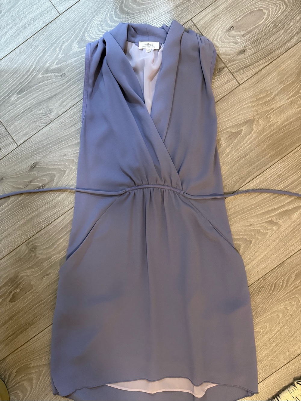 Wilfred Lavender Sleeveless Wrap Mini Dress